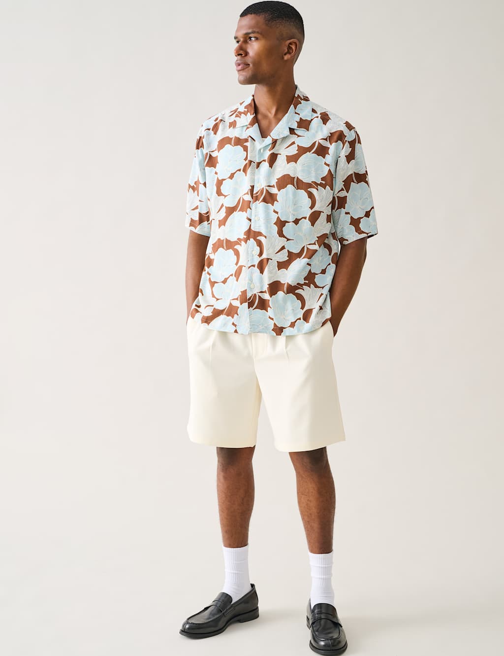 Only & Sons Men's Relaxed Fit Printed Short Sleeve Shirt - M - Brown Mix - Available at M&S