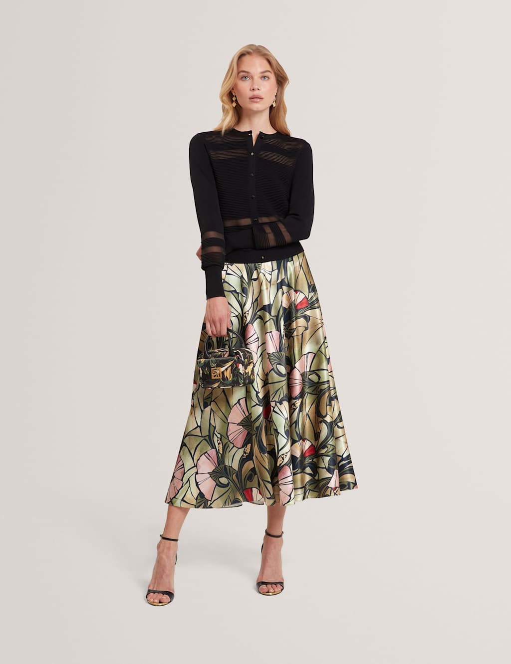 Ted Baker Invisible Yarn Panels Cardigan Black