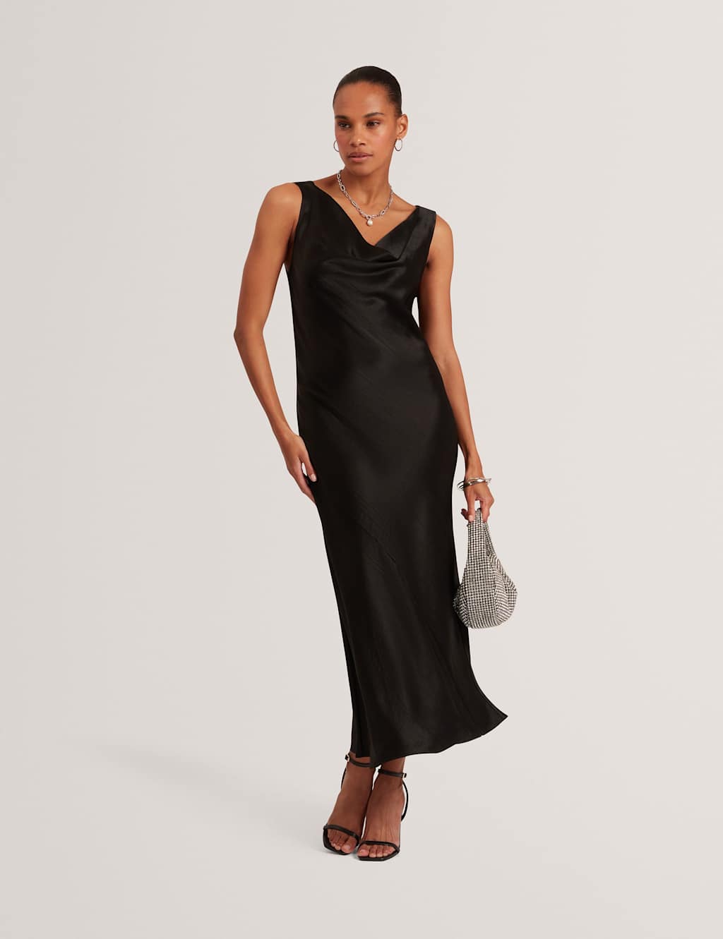 Ted Baker Cowl Neck Midi Slip Dress Black