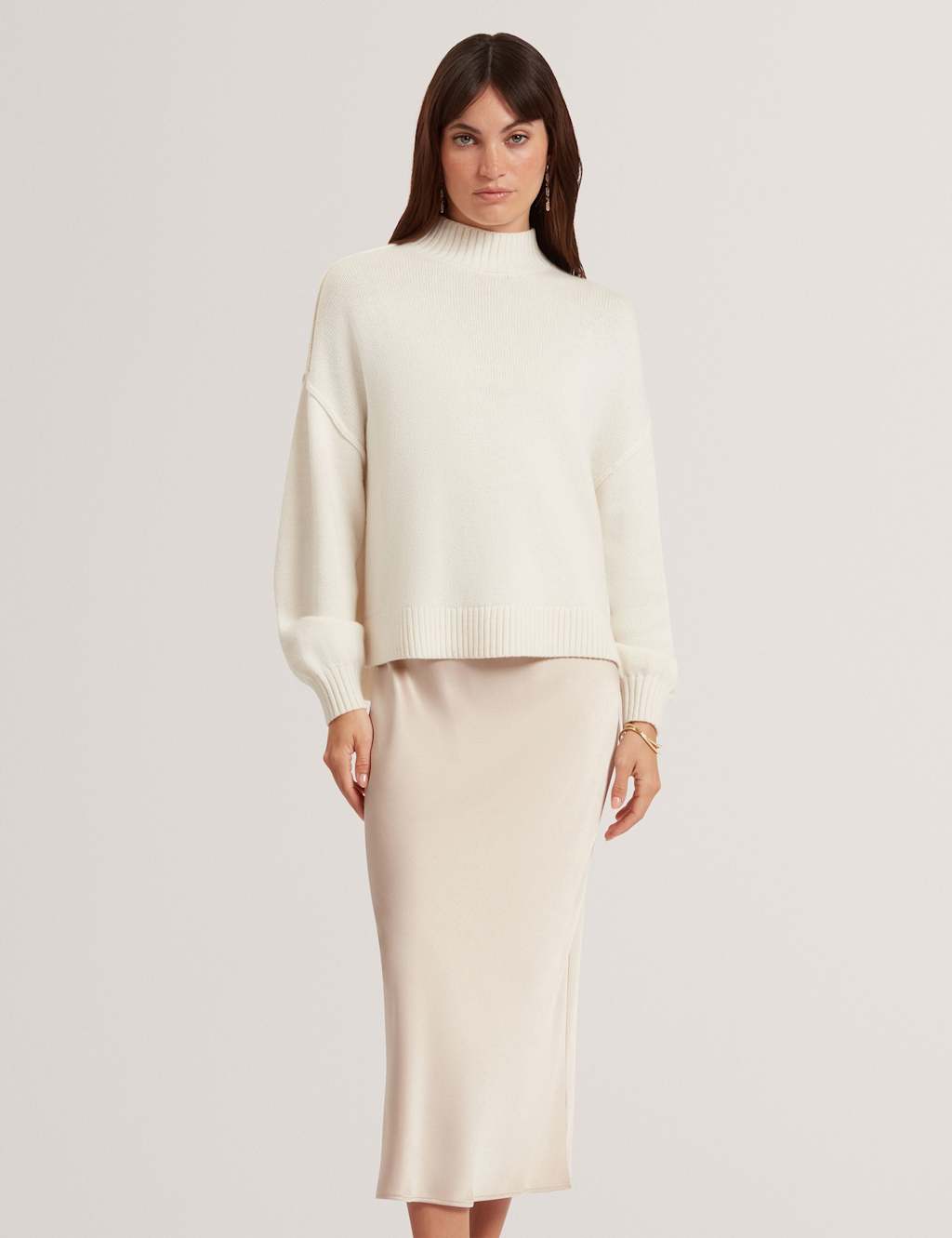 Ted Baker 2 in 1 Knitted Jumper with Slip Dress Natural