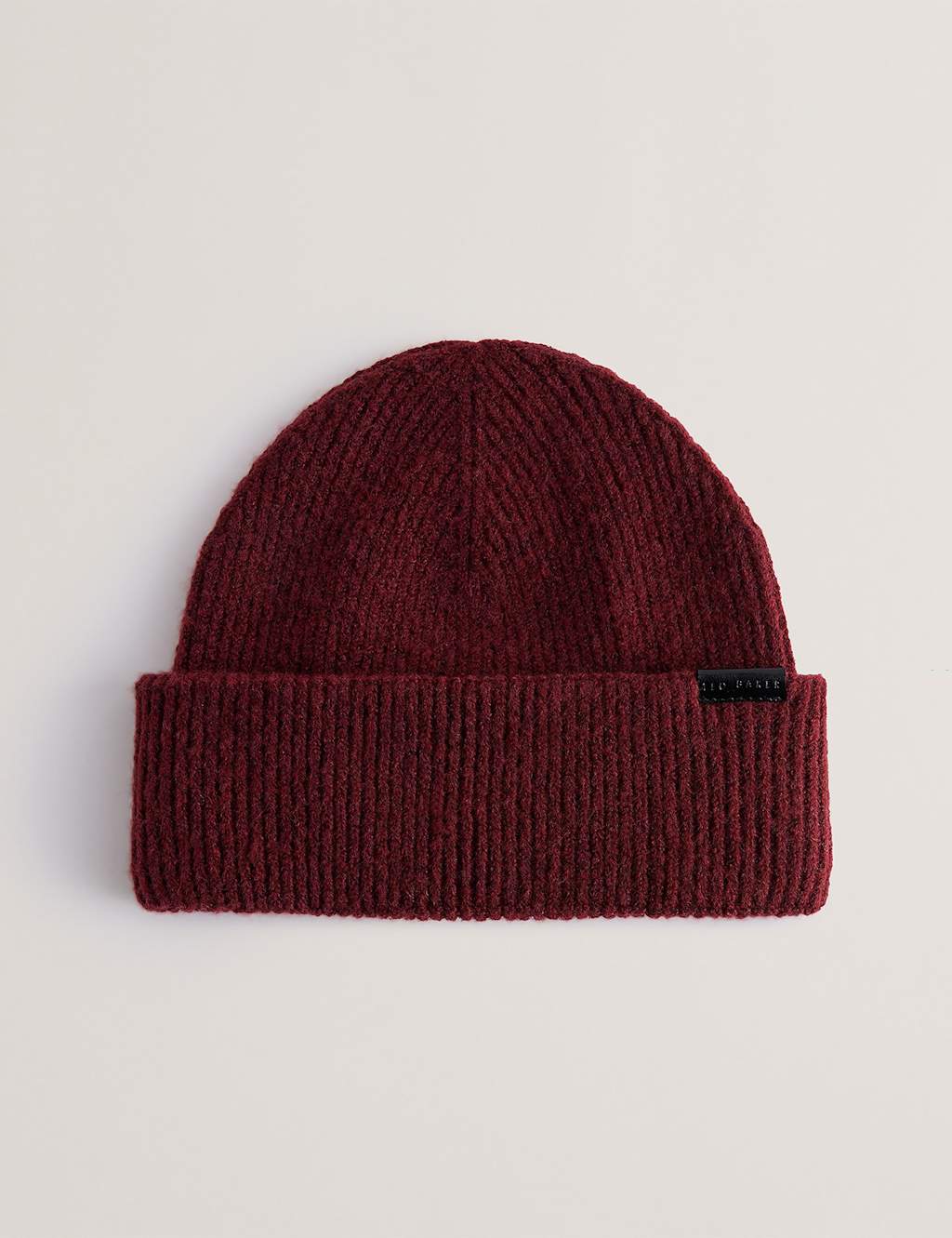 Ted Baker Knitted Beanie Hat Dark Red
