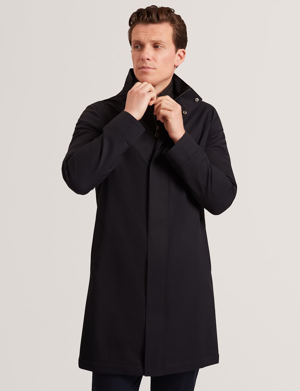 Ted Baker Funnel Neck Car Coat Navy