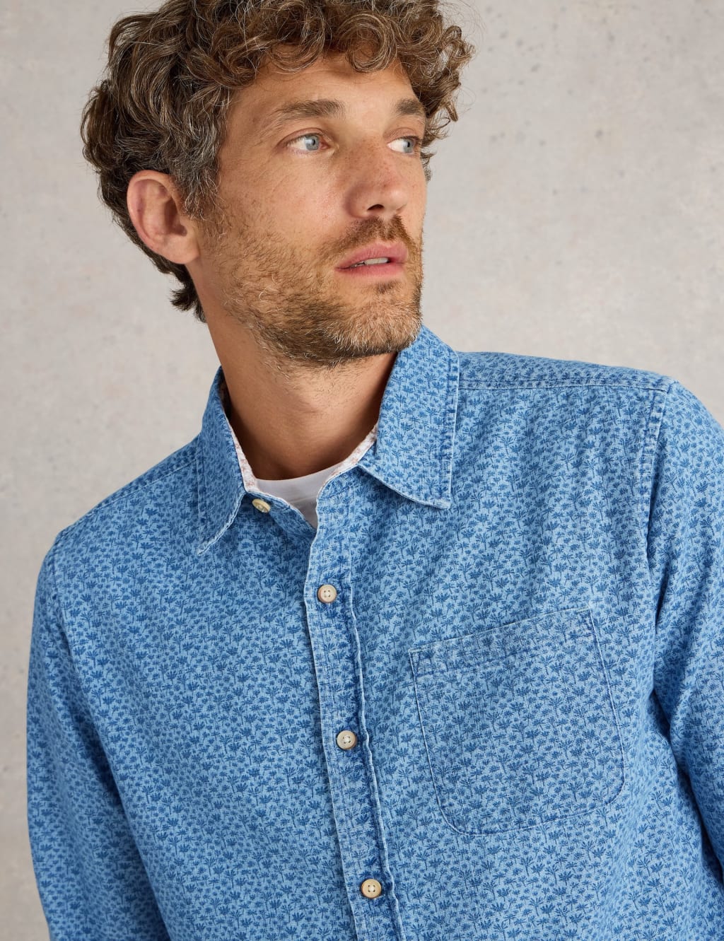 Pure Cotton Leaf Print Shirt
