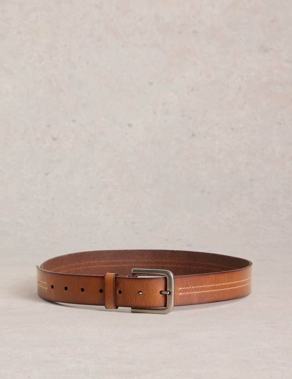 Leather Double Stitch Detail Belt