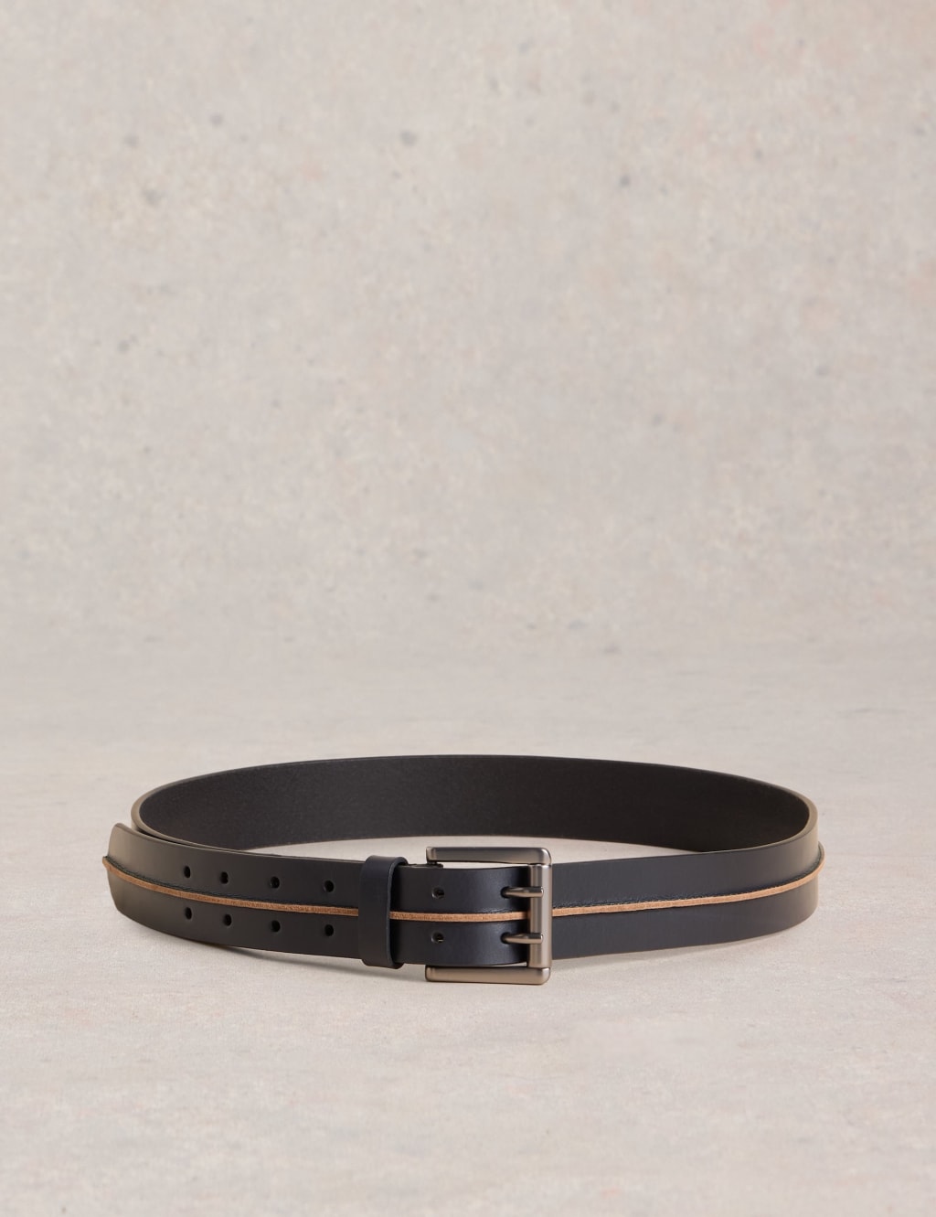 Leather Raw Seam Detail Belt