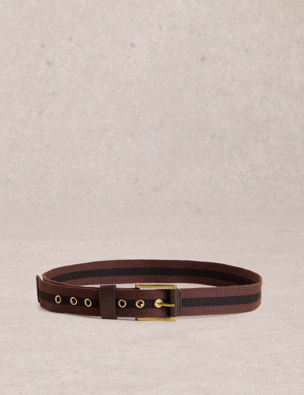 Webbing Stripe Rectangular Buckle Belt