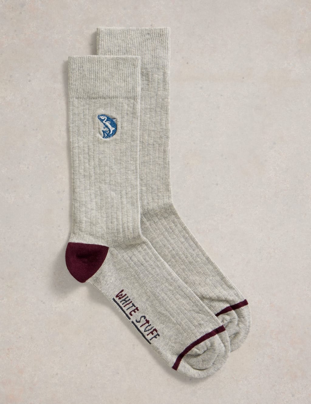 Cotton Rich Embroidered Ribbed Ankle High Socks