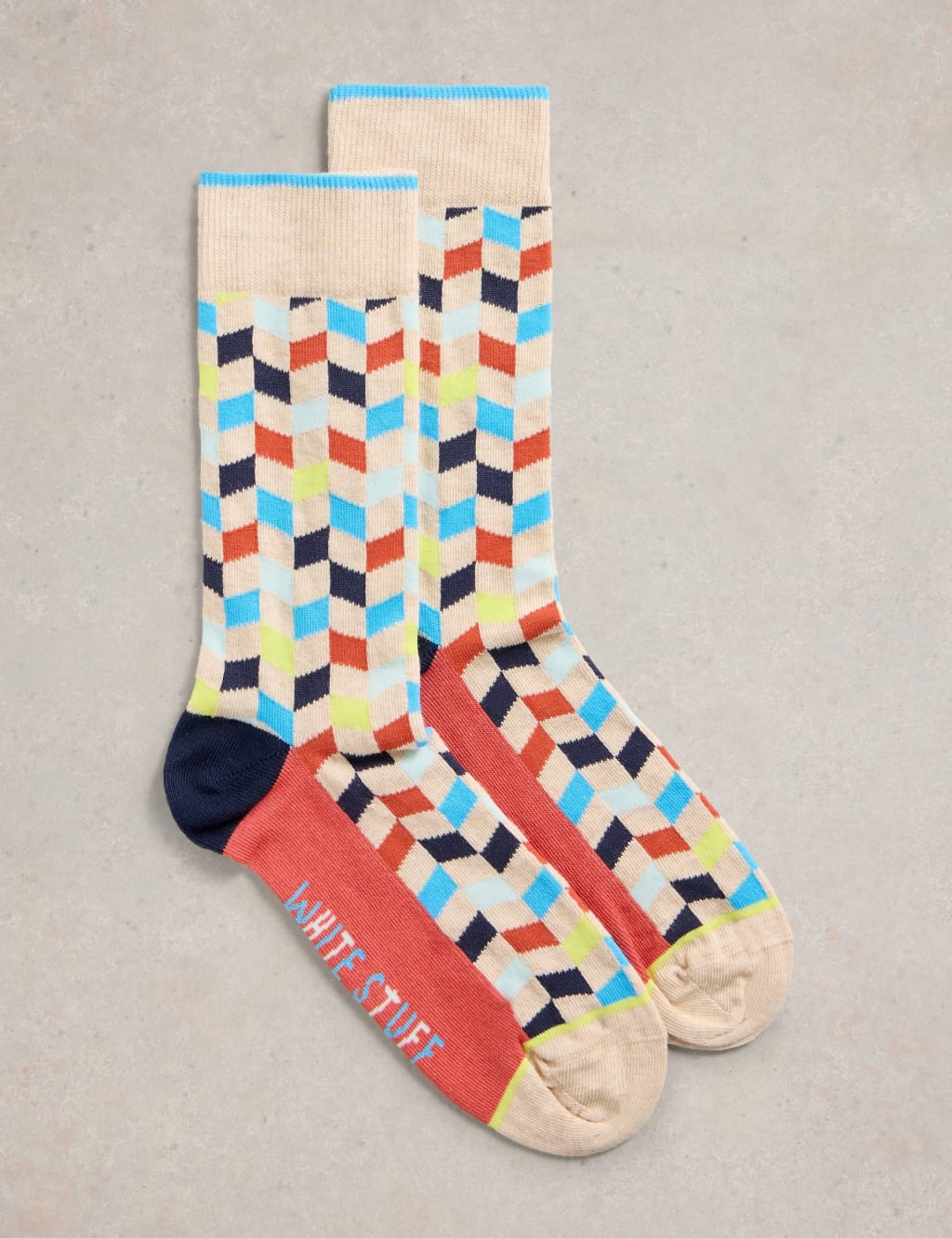 Cotton Rich Geometric Ankle High Socks