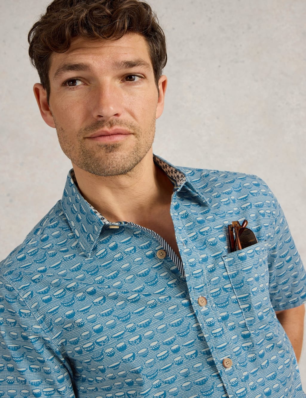 Regular Fit Cotton Rich Bowl Print Shirt