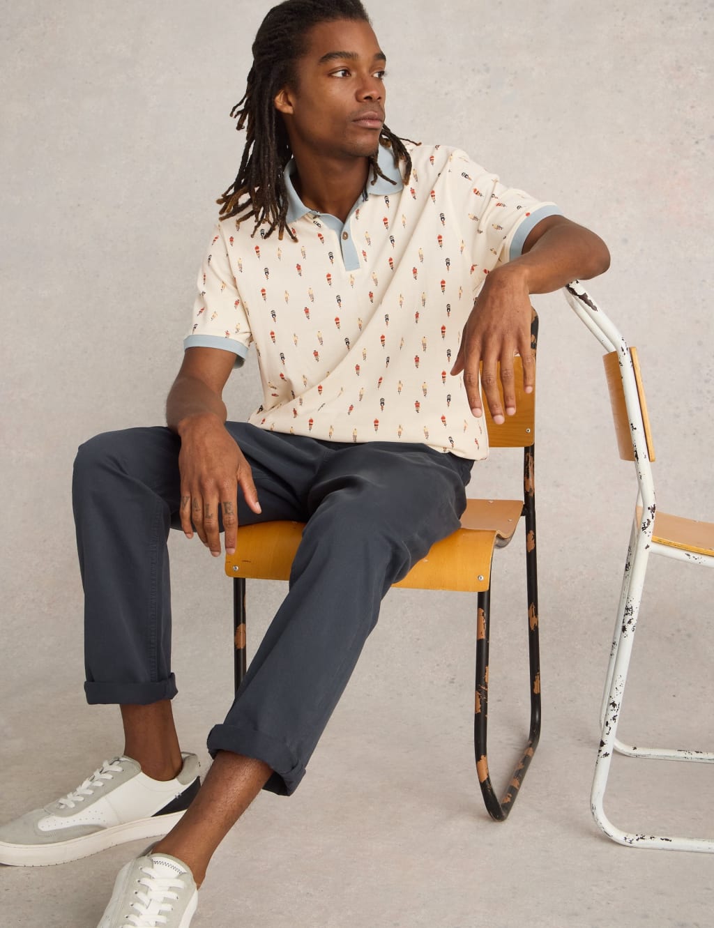 Pure Cotton Bike Print Polo Shirt