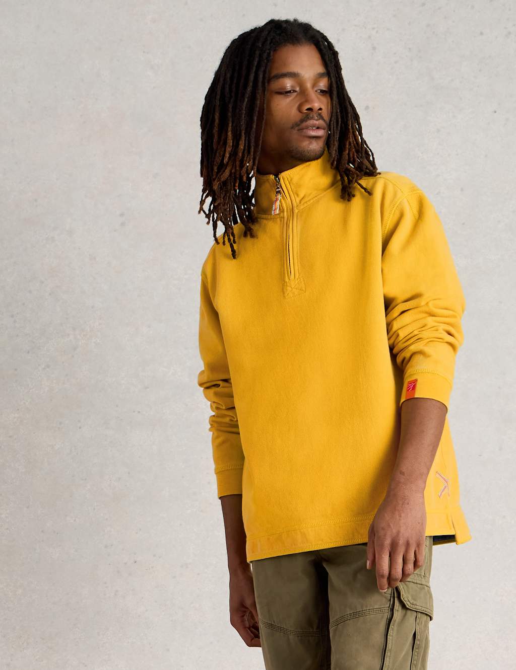 Pure Cotton Pique Half Zip Sweatshirt