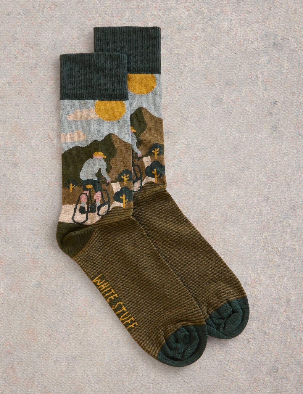 White Stuff Cycling Cotton Rich Socks Green Mix