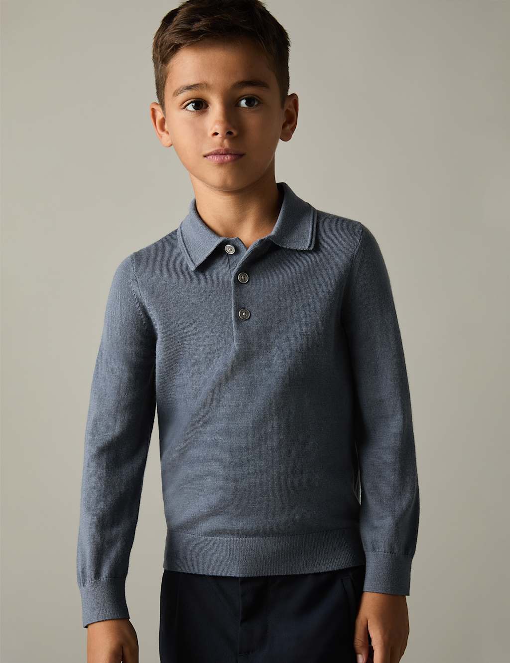 Pure Merino Wool Knitted Polo Shirt (3-14 Yrs)
