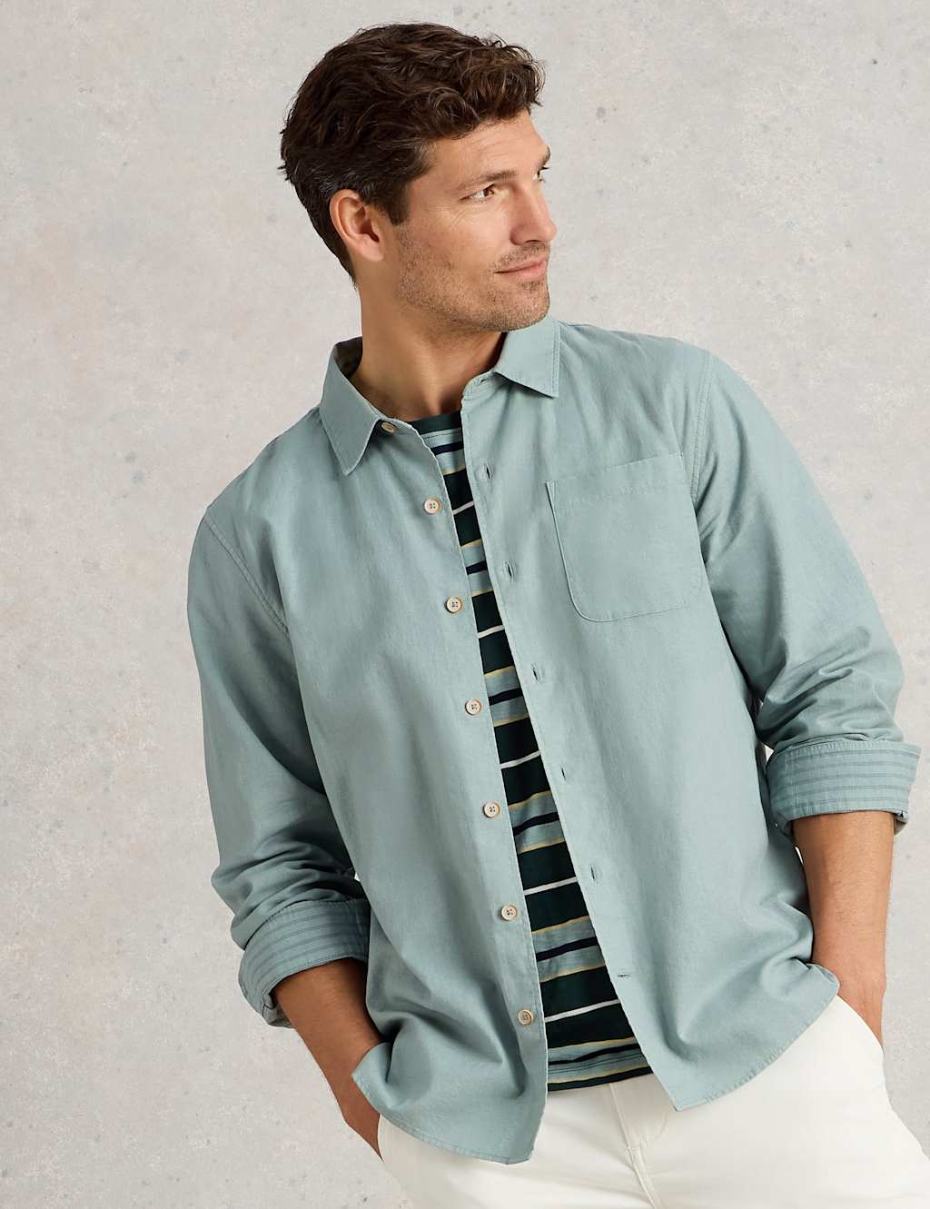 Regular Fit Cotton Linen Blend Shirt