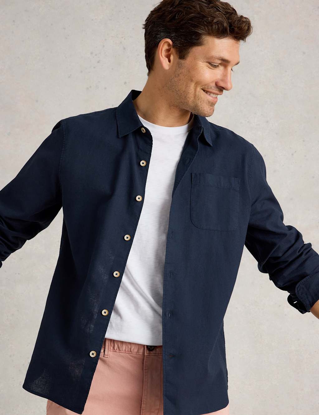Regular Fit Cotton Linen Blend Shirt
