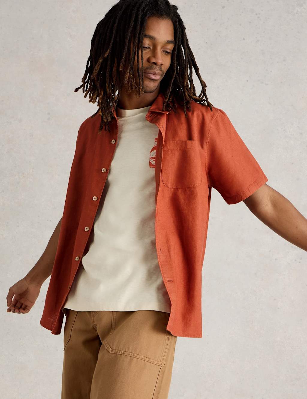 Linen Blend Short Sleeve Shirt