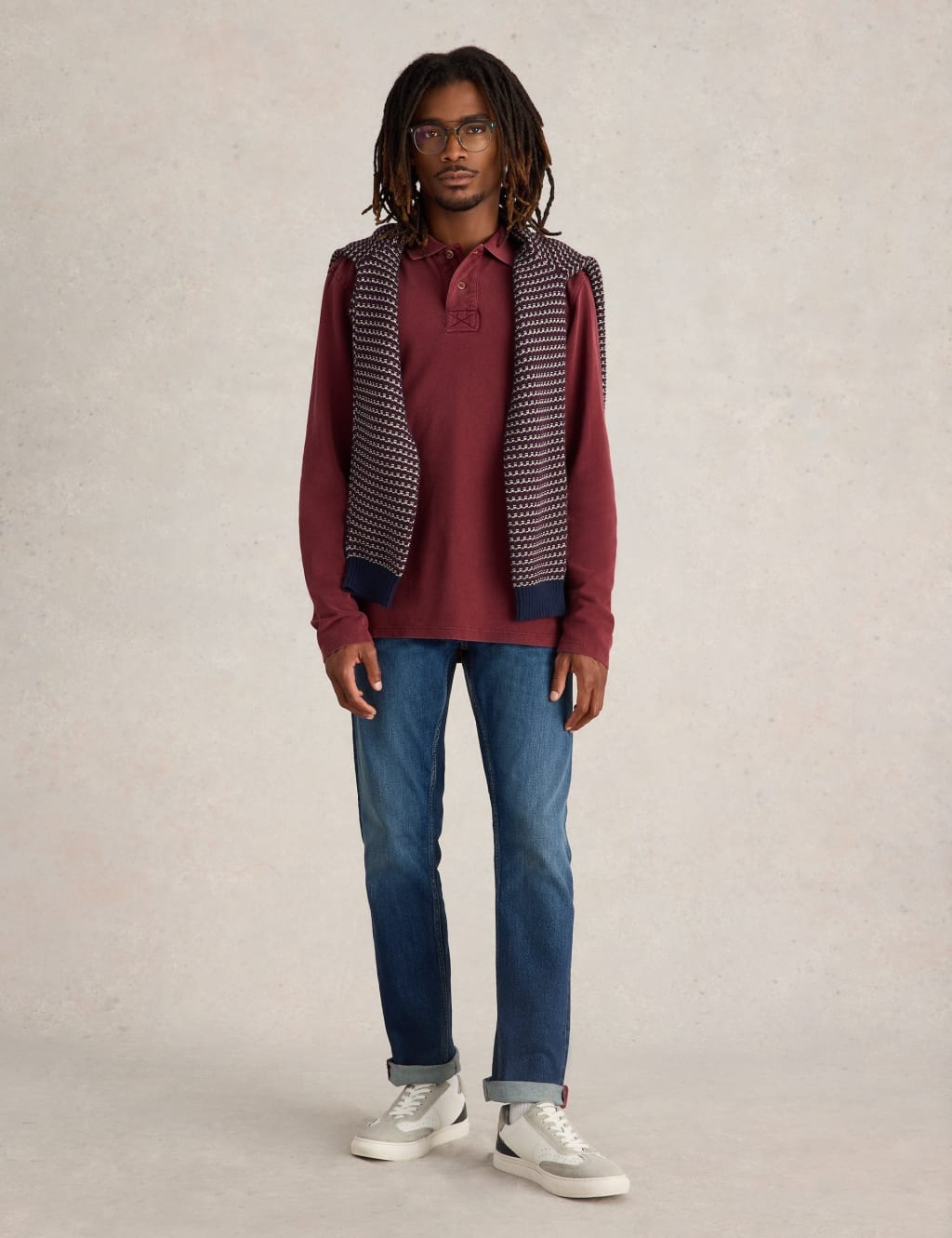 Pure Cotton Long Sleeve Polo Shirt