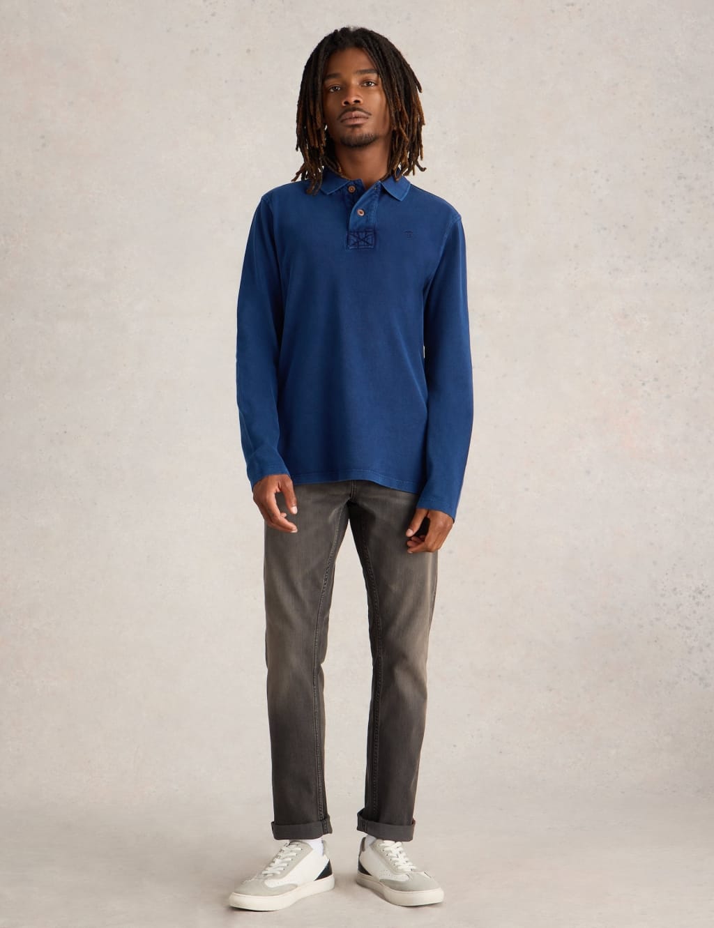 Pure Cotton Long Sleeve Polo Shirt