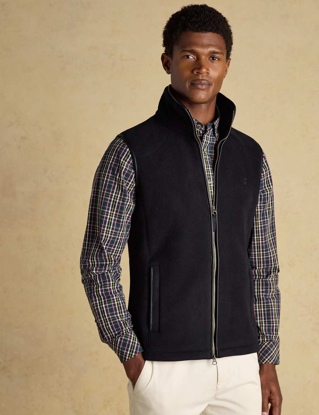 Joules Fleece Funnel Neck Gilet Black