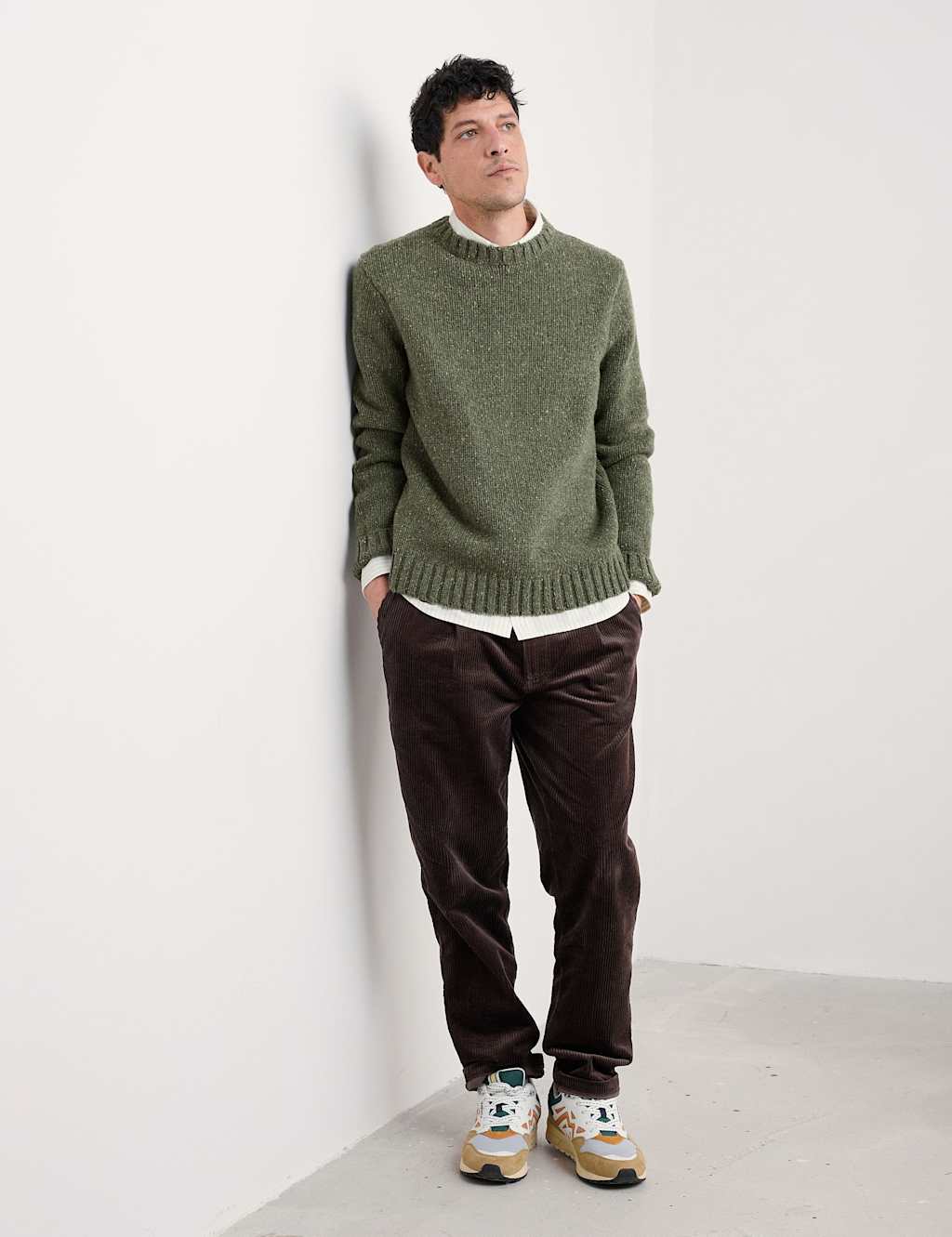 Seasalt Cornwall Lambswool Rich Striped Crew Neck Jumper Green