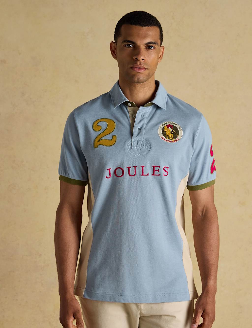 Joules Pure Cotton Embroidered Polo Shirt Green Mix