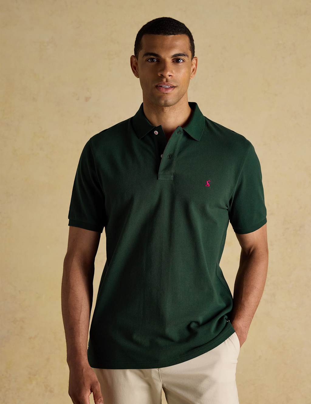 Joules Pure Cotton Striped Polo Shirt Dark Green