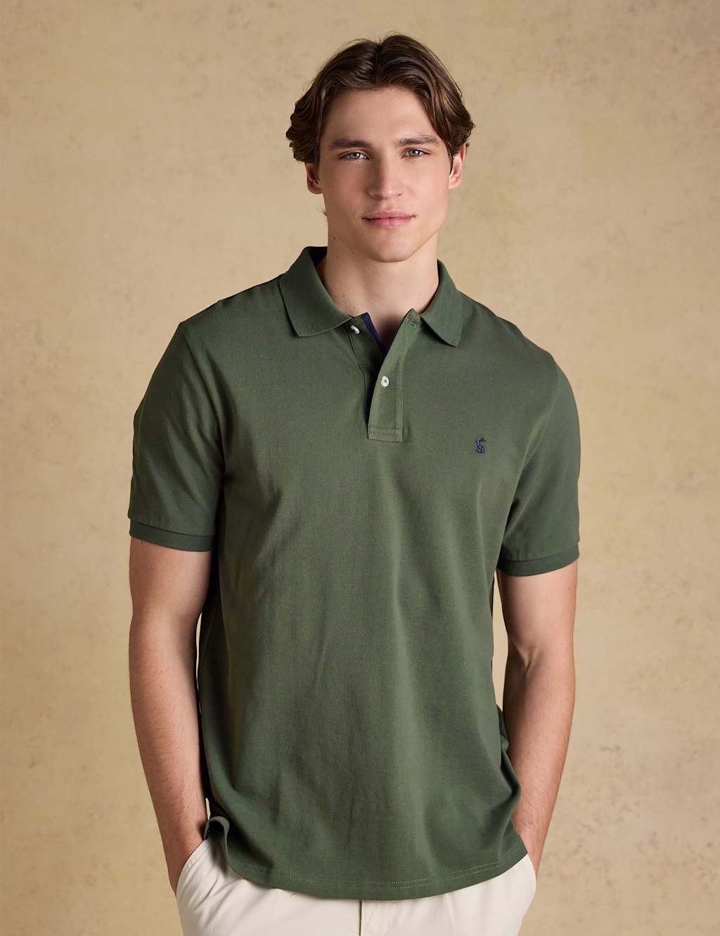 Joules Men's Pure Cotton Pique Polo Shirt - XL - Khaki - Available at M&S