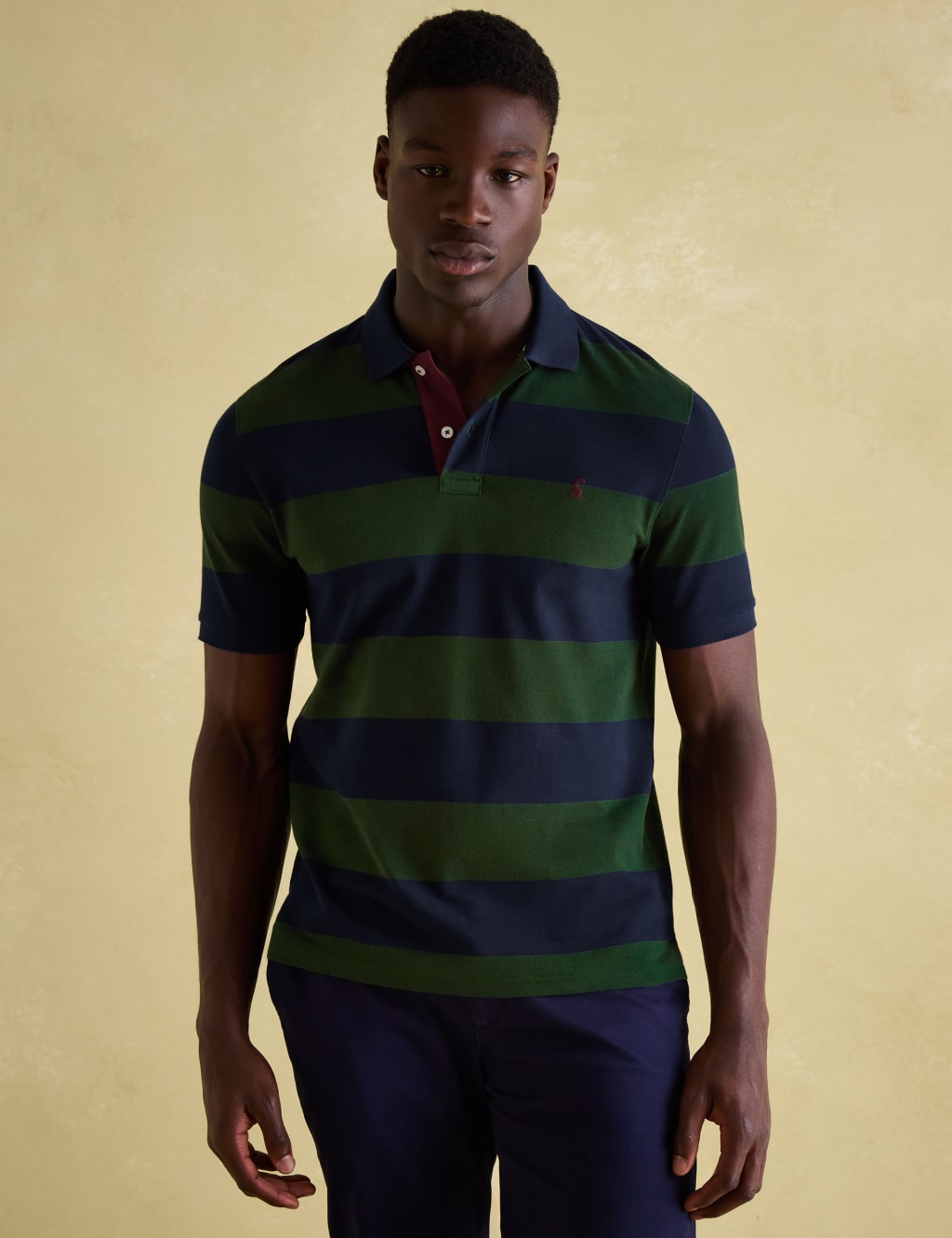 Pure Cotton Striped Pique Polo Shirt