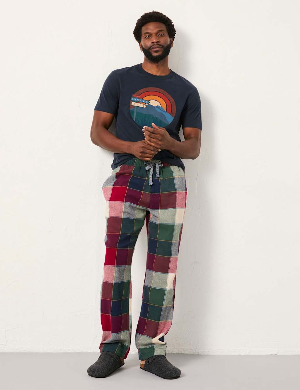 FatFace Pure Cotton Checked Pyjama Bottoms Red Mix