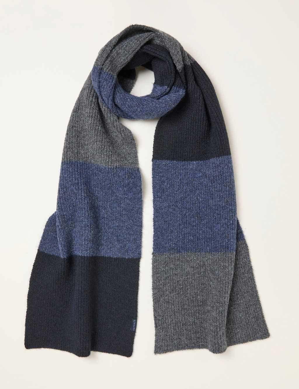 FatFace Colour Block Knitted Scarf Navy Mix