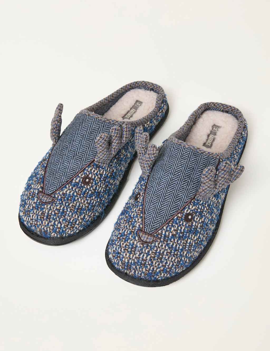 FatFace Stag Mule Slippers Grey Mix