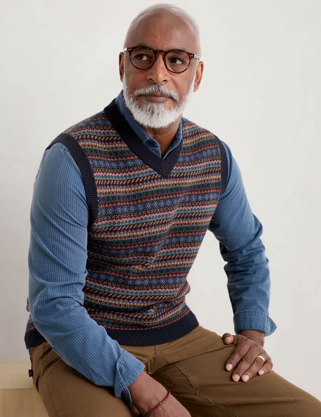 Cotton Rich Fair Isle Knitted Vest