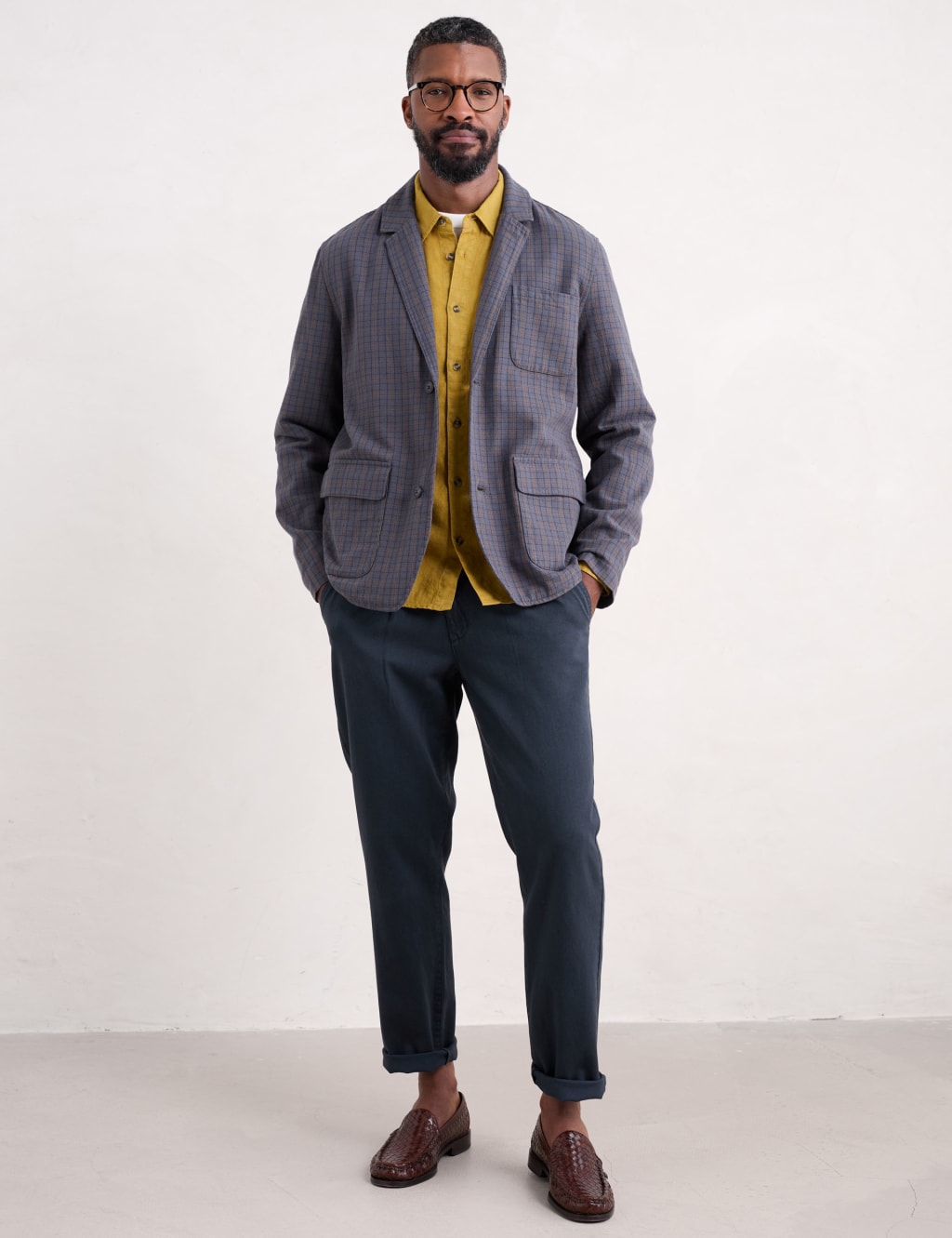 Tapered Fit Pure Cotton Flat Front Trousers