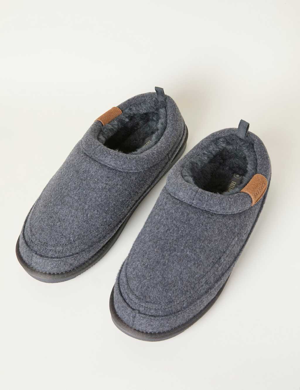 FatFace Leather Mule Slippers Grey