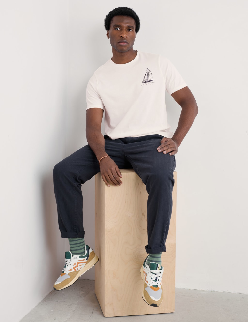 Pure Cotton Boat Graphic T-Shirt