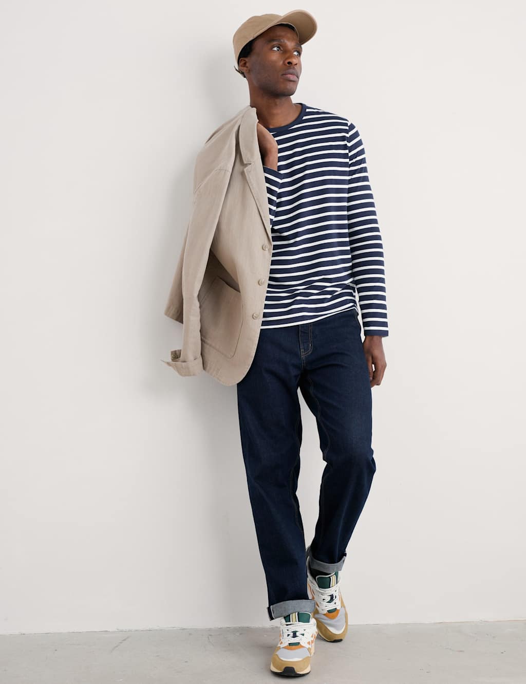 Seasalt Cornwall Men's Pure Cotton Striped Crew Neck Top - S - Navy Mix - Available at M&S