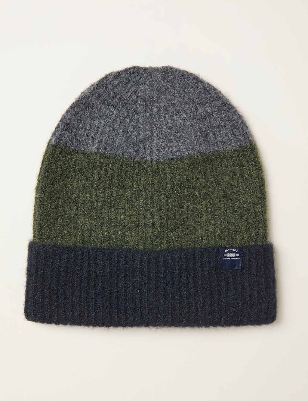 FatFace Beanie Hat Khaki Mix