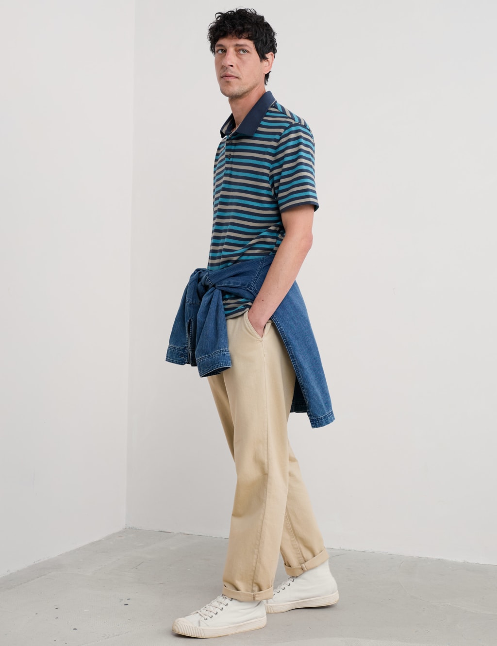 Pure Cotton Striped Polo Shirt