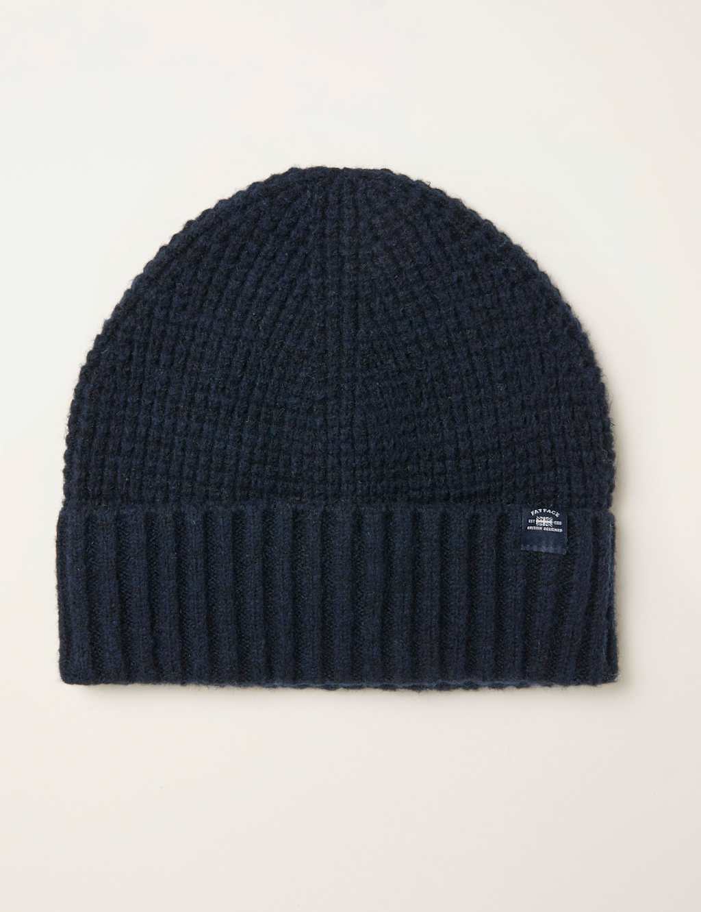 FatFace Cotton Blend Beanie Hat Navy
