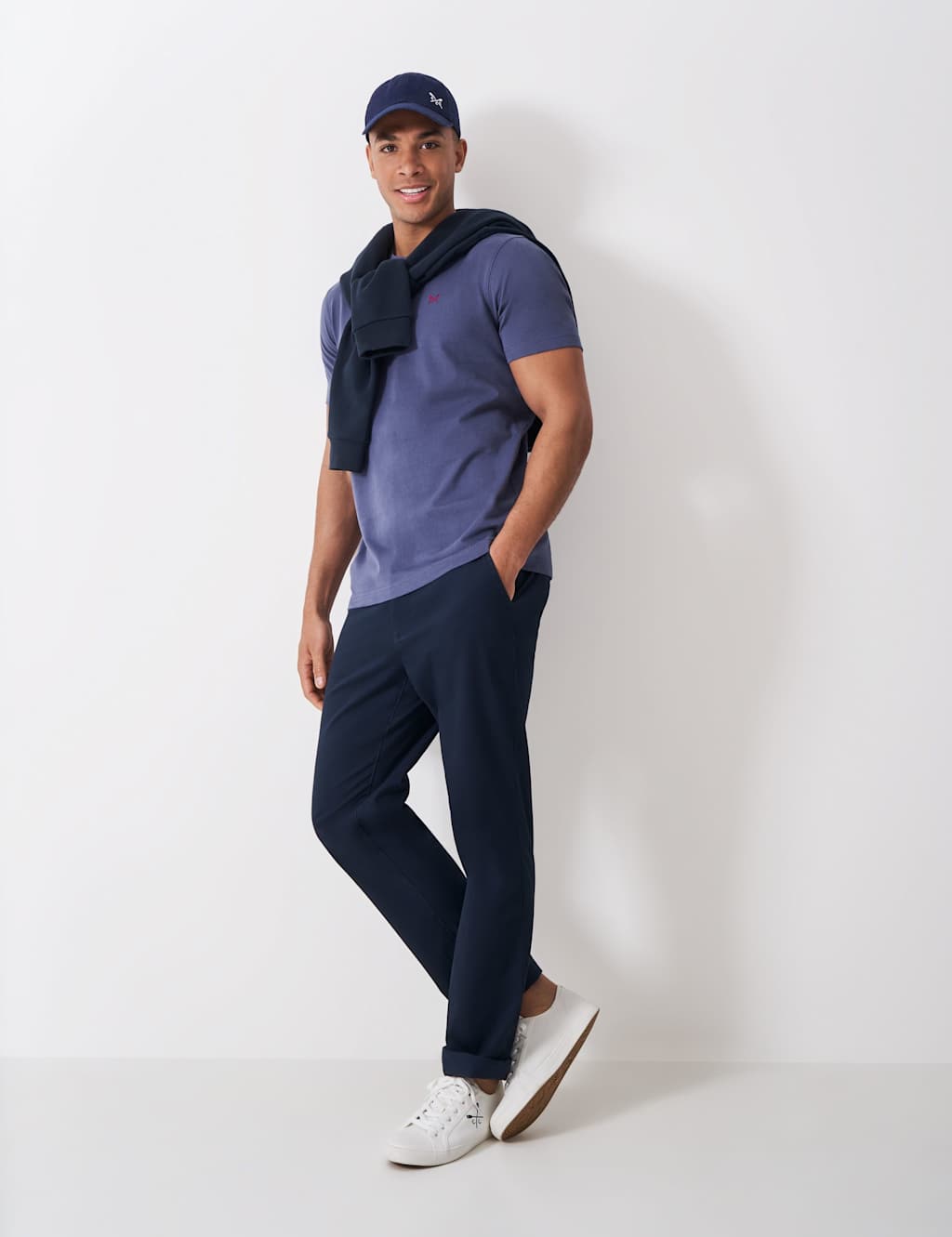 Crew Clothing Pure Cotton Crew Neck T-Shirt Indigo