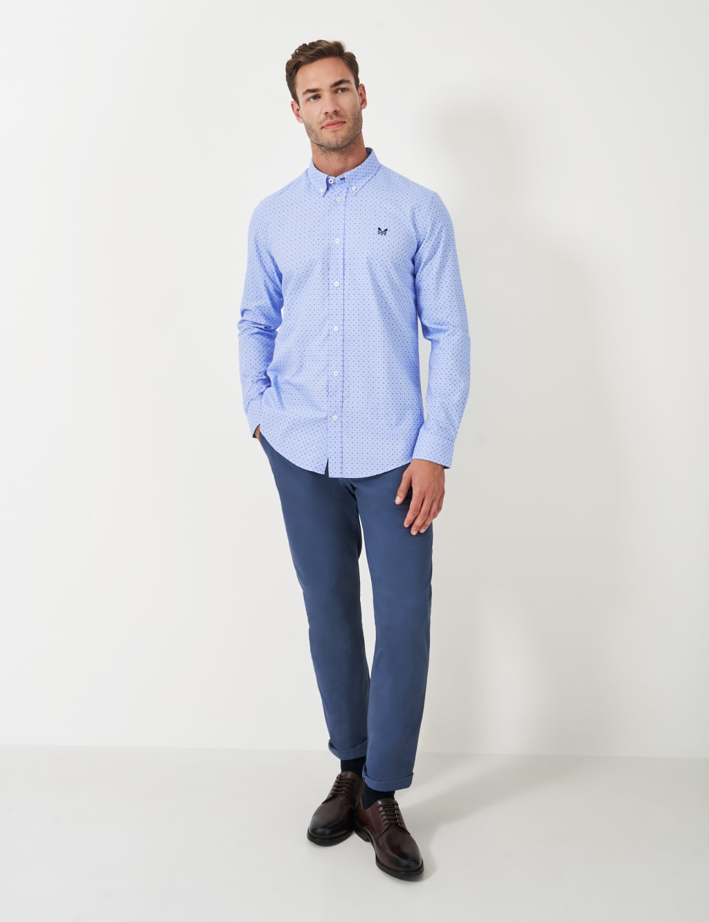 Pure Cotton Pinpoint Print Oxford Shirt