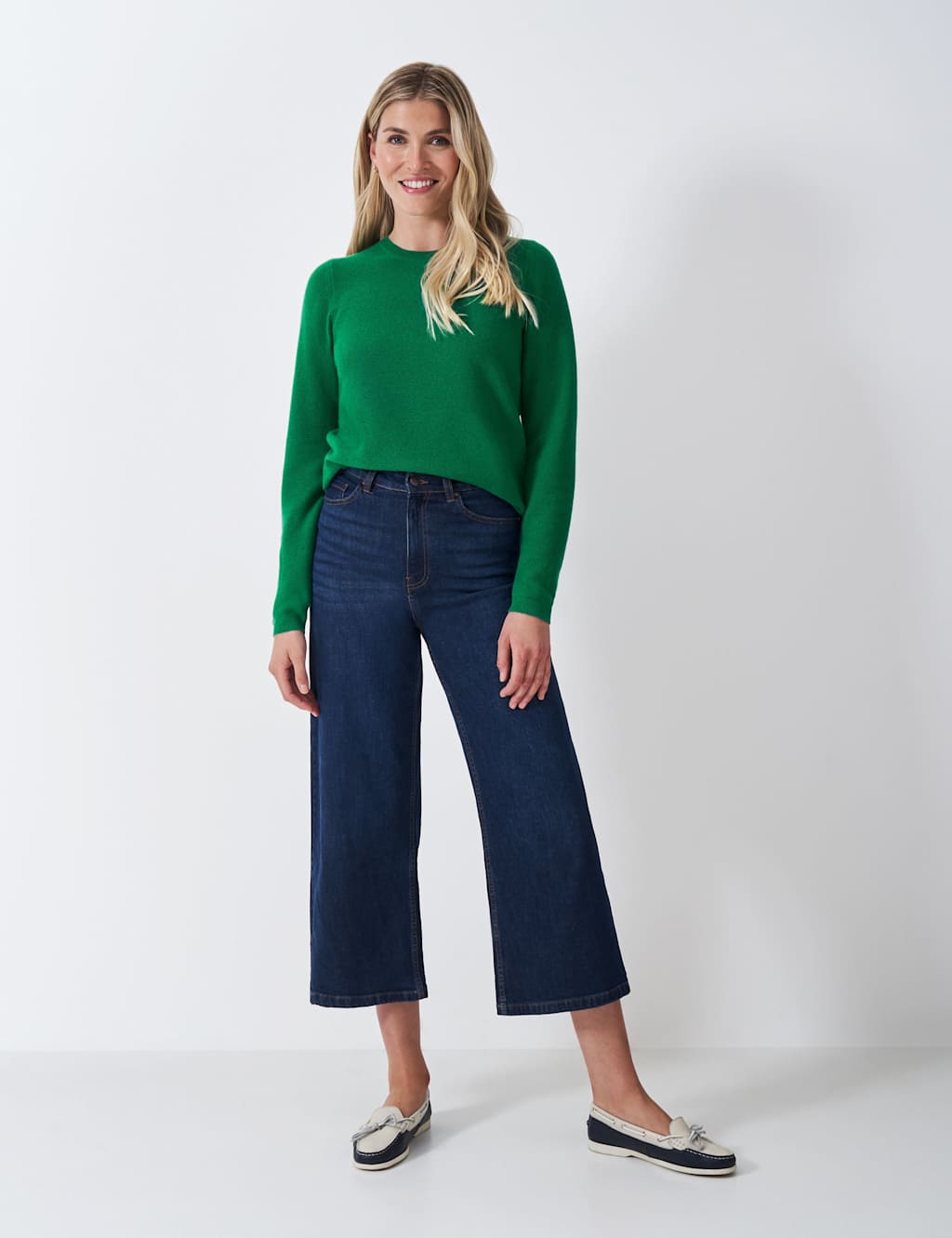 Crew Clothing Merino Wool Rich Crew Neck Jumper Emerald