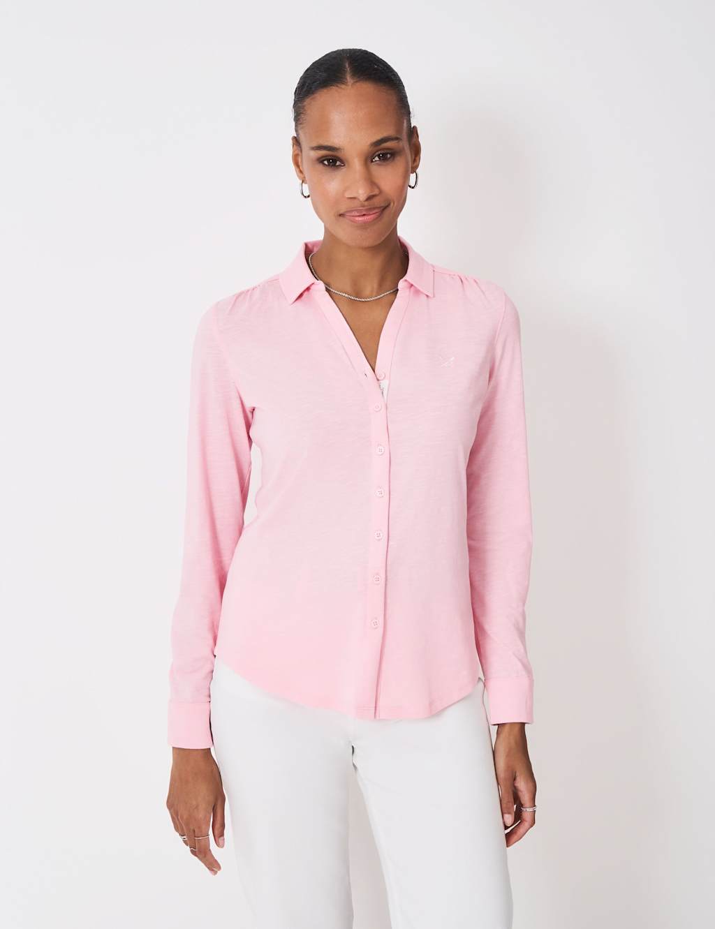 Crew Clothing Jersey Shirt Light Pink