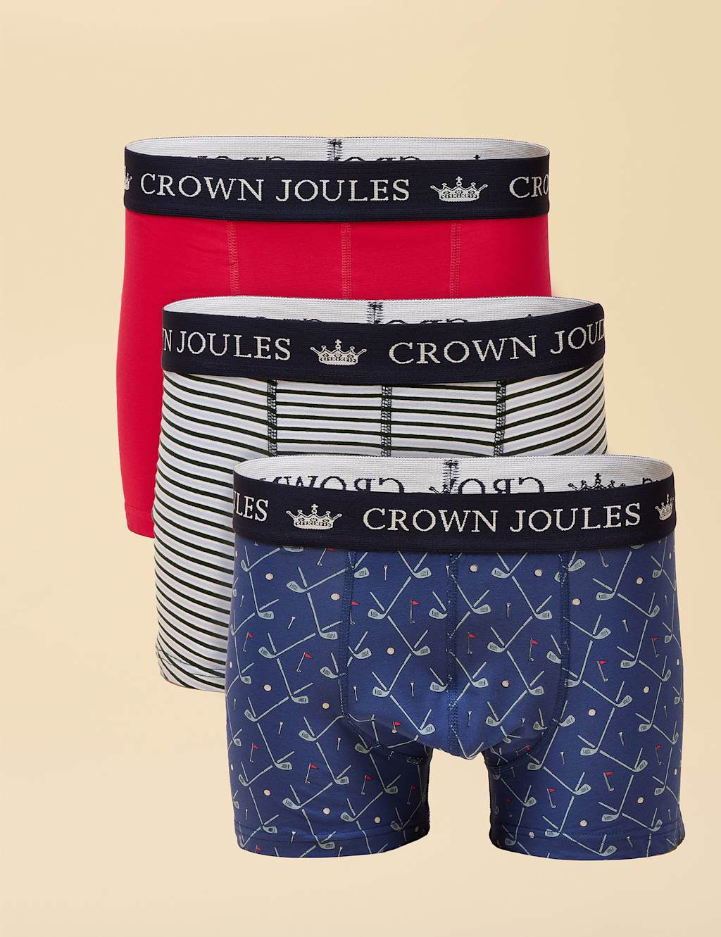 Joules Men's 3 Pack Cotton Rich Jersey Printed Boxers - 2XL - Navy Mix - Available at M&S