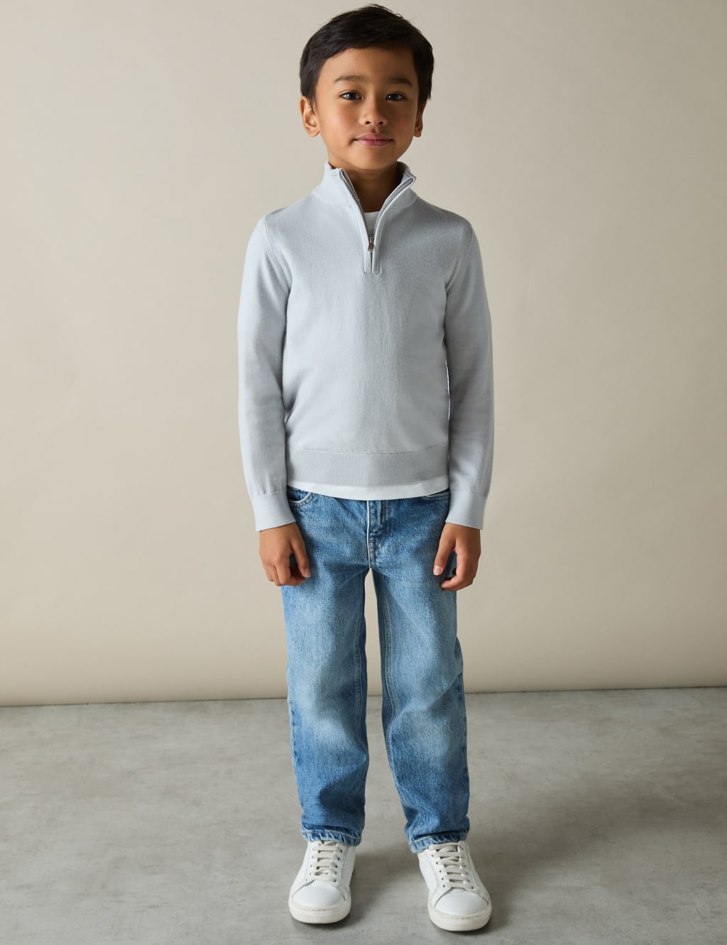 Pure Wool Knitted Half Zip Jumper (3-14 Yrs)