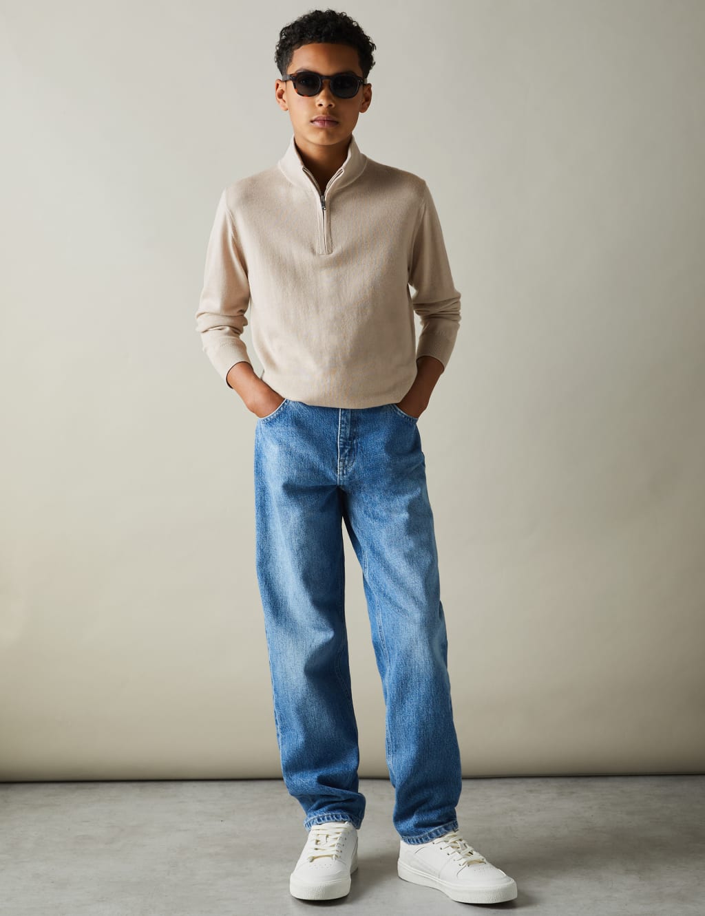 Pure Wool Knitted Half Zip Jumper (3-14 Yrs)