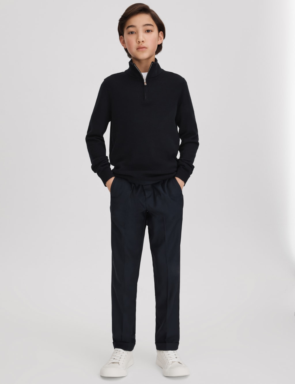 Reiss Boys Pure Wool Knitted Half Zip Jumper (3-14 Yrs) - 10-11 - Black, Black,Blue,Green