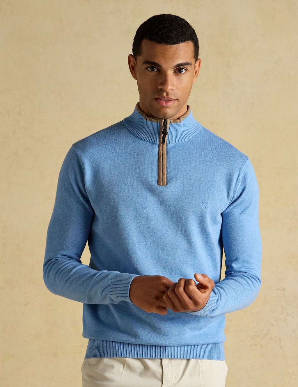 Joules Men's Pure Cotton Half Zip Jumper - XL - Light Blue - Available at M&S