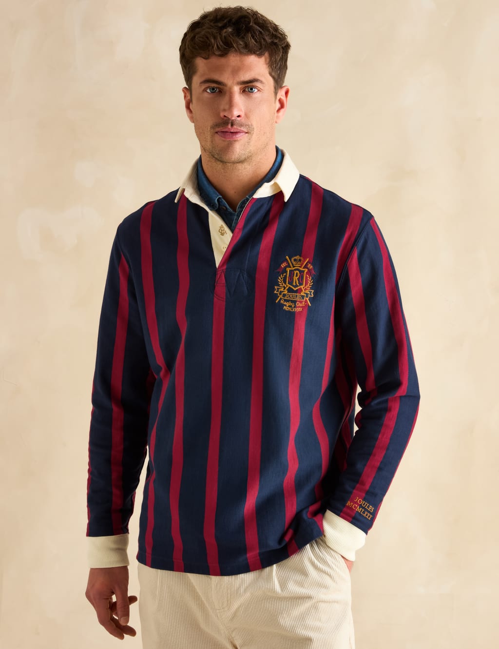 Pure Cotton Striped Long Sleeve Rugby Shirt