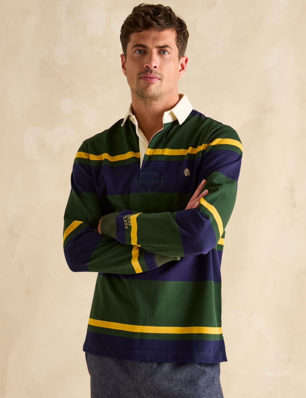 Pure Cotton Striped Long Sleeve Rugby Shirt